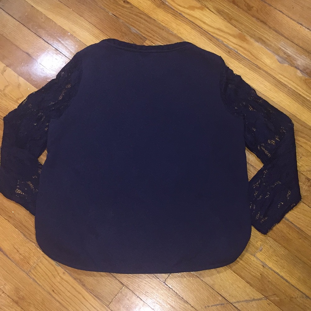 NWOT H&M Navy Blue Lace Long-sleeve Top - Picture 5 of 7